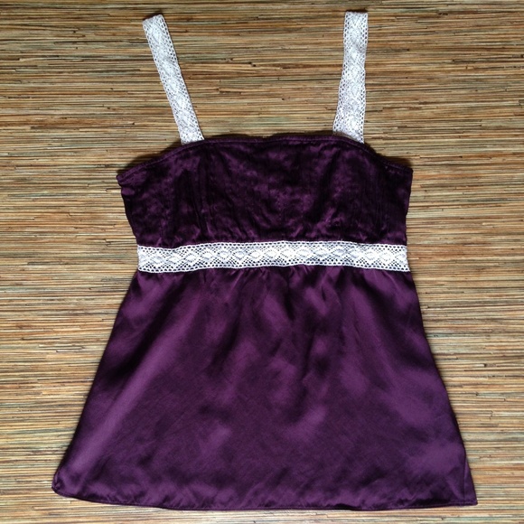 New York Company Cami Burgundy 100% Silk Lace Trim - Picture 1 of 8